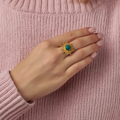 Кольцо амазонит Перу (латунь позолота) размер 16,5