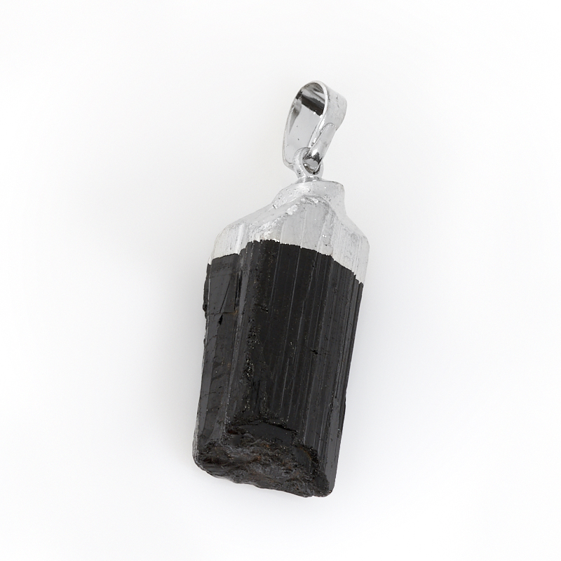 Кулон турмалин черный (шерл) Бразилия (биж. сплав) кристалл 3-4 см