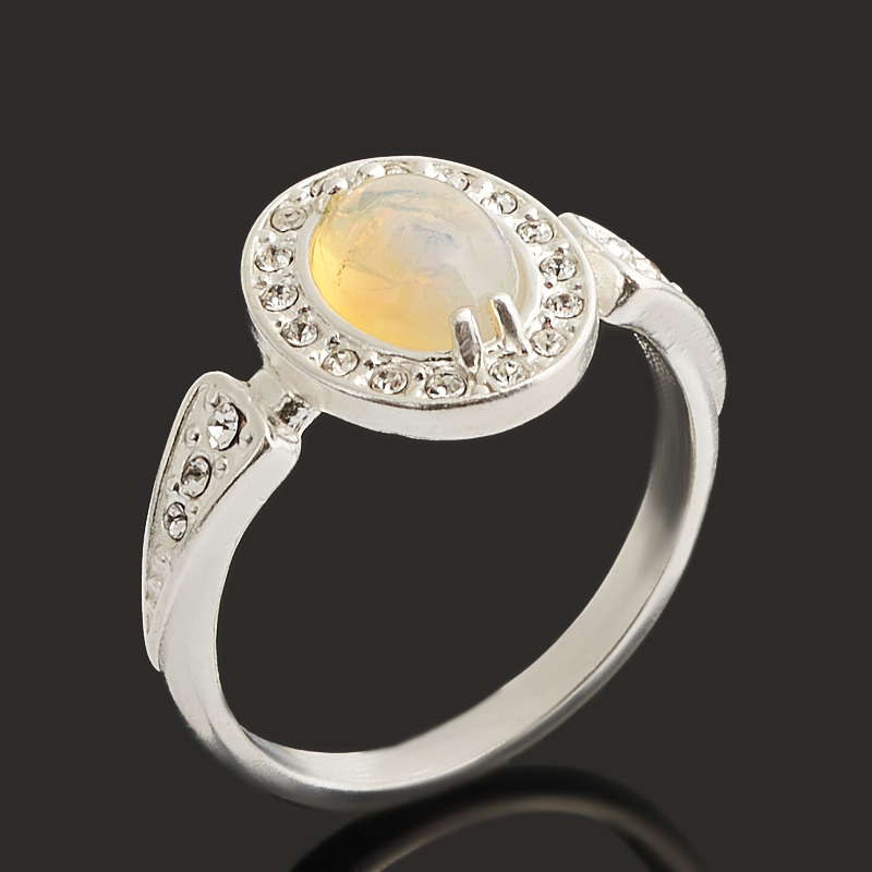 Кольцо опал благородный желтый Эфиопия (латунь посеребр.) размер 17,5