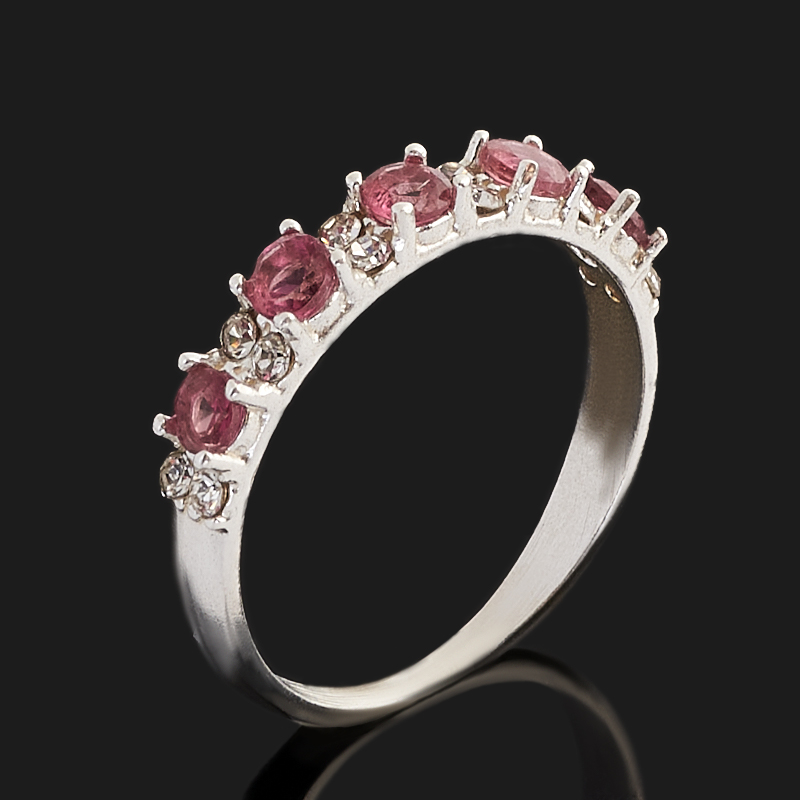 Кольцо турмалин розовый (рубеллит) Бразилия (латунь посеребр.) огранка размер 16,5