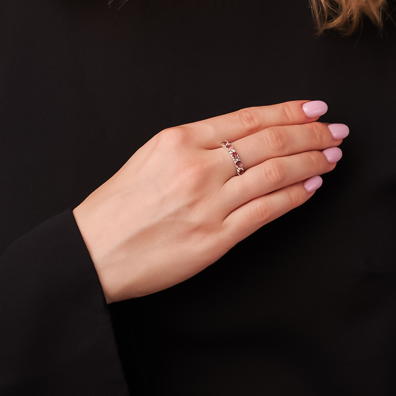 Кольцо турмалин розовый (рубеллит) Бразилия (латунь посеребр.) огранка размер 16,5