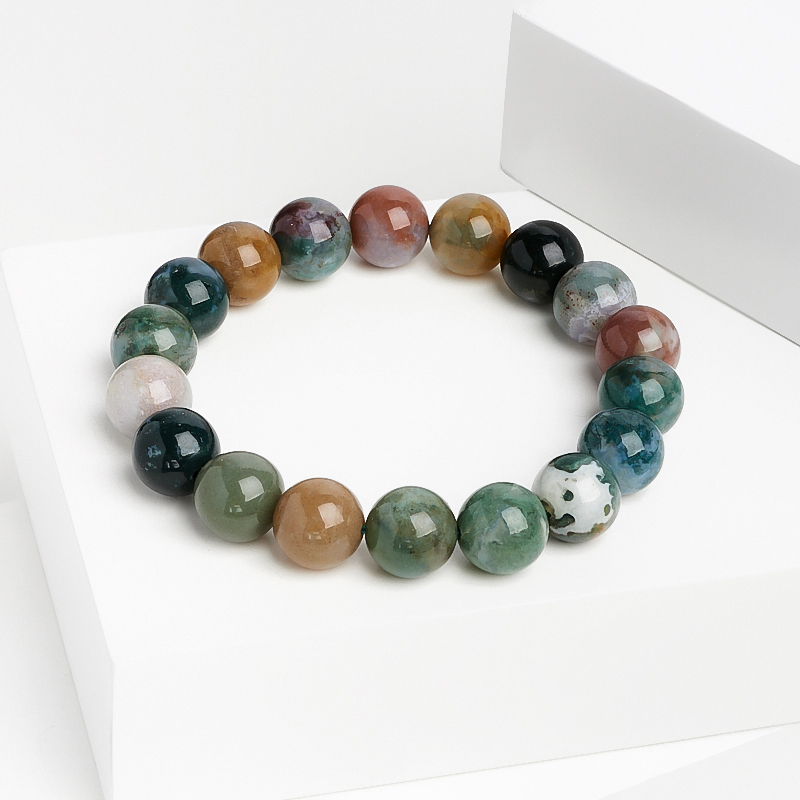 Браслет агат моховой Индия 10 мм 16 см