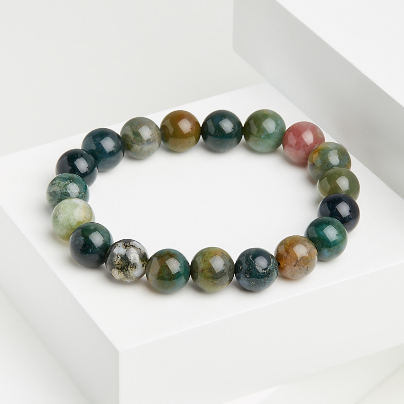 Браслет агат моховой Индия 10 мм 16 см