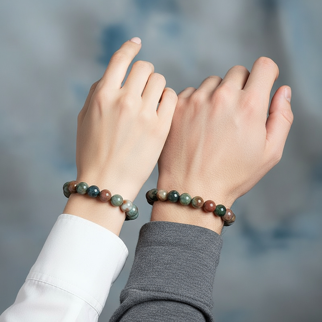 Браслет агат моховой Индия 10 мм 16 см