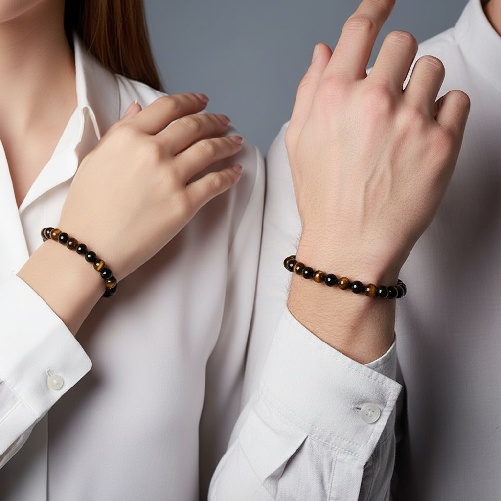 Браслет тигрово-соколиный глаз ЮАР 8 мм 17 см