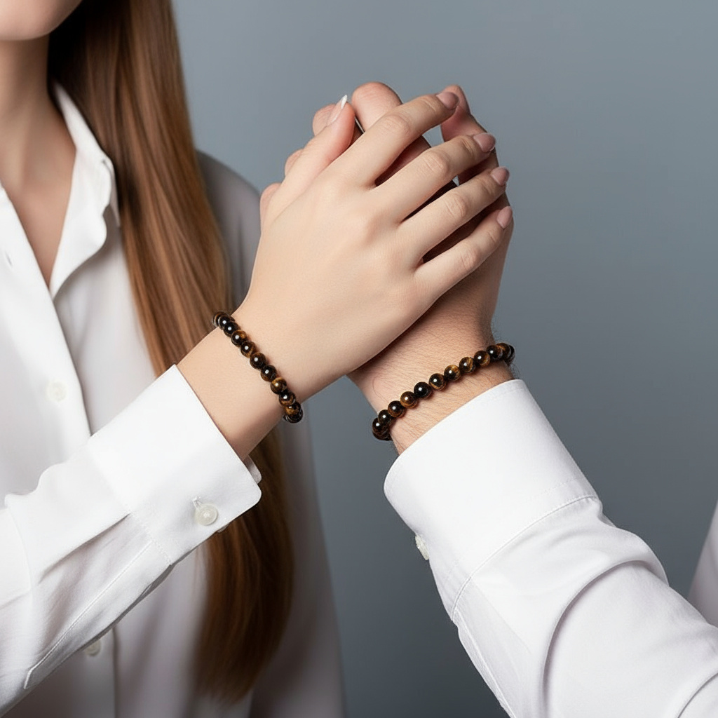 Браслет тигрово-соколиный глаз ЮАР 8 мм 17 см