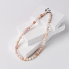 Бусы опал розовый Перу (сталь хир.) 8 мм 46 см (+7 см)