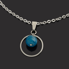 Кулон апатит синий Бразилия (сталь хир.) 2,5 см