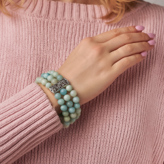 Браслет амазонит Перу (биж. сплав) 8 мм 17 см