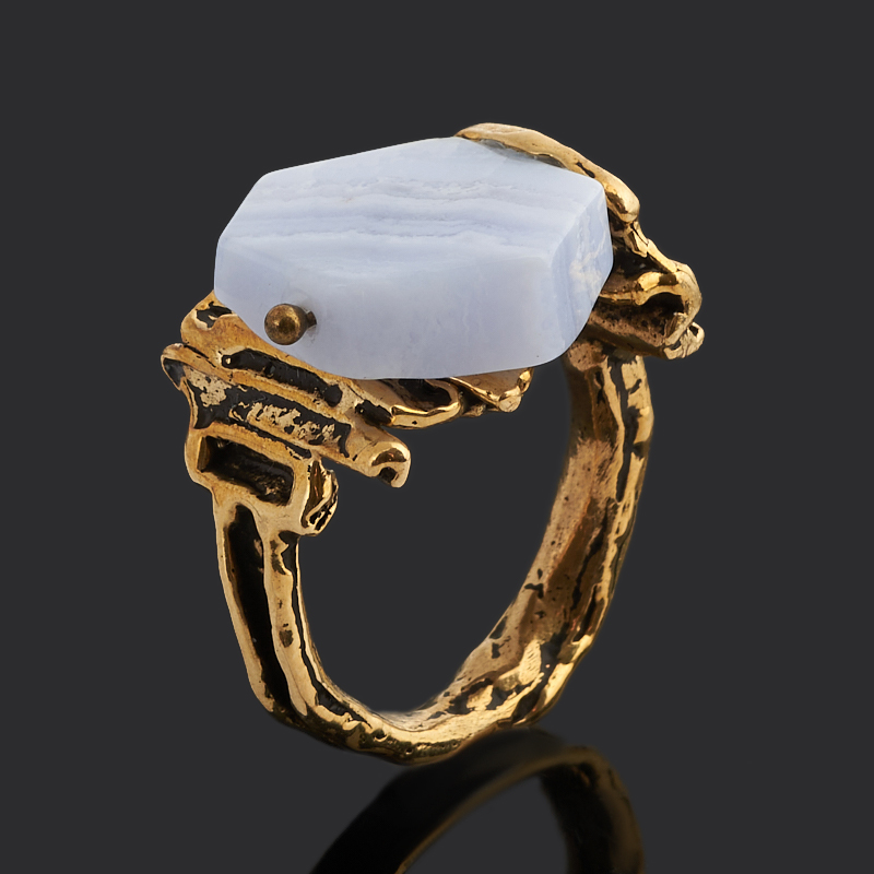 Кольцо агат голубой Намибия (бронза) (регулируемый) размер 17