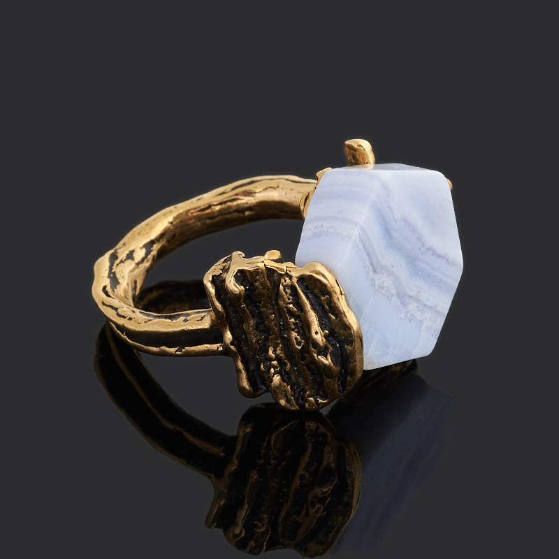 Кольцо агат голубой Намибия (бронза) (регулируемый) размер 17