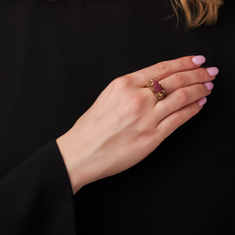 Кольцо турмалин розовый (рубеллит) Бразилия (бронза) (регулируемый) размер 17,5