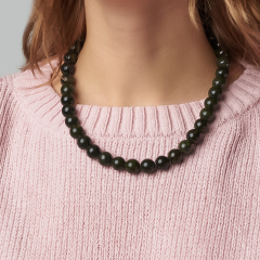 Бусы змеевик Россия 12 мм 48 см (+7 см) (сталь хир.)