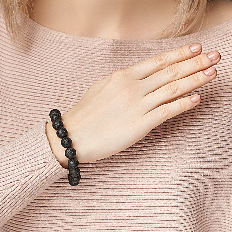 Браслет вулканическая лава Бразилия 10&nbsp;мм 20&nbsp;см