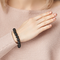 Браслет вулканическая лава Бразилия 10 мм 19 см