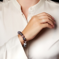 Браслет агат серый Ботсвана 12 мм 17 см