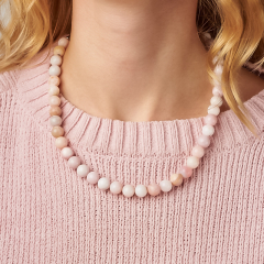 Бусы опал розовый Перу (сталь хир.) 10 мм 46 см (+7 см)