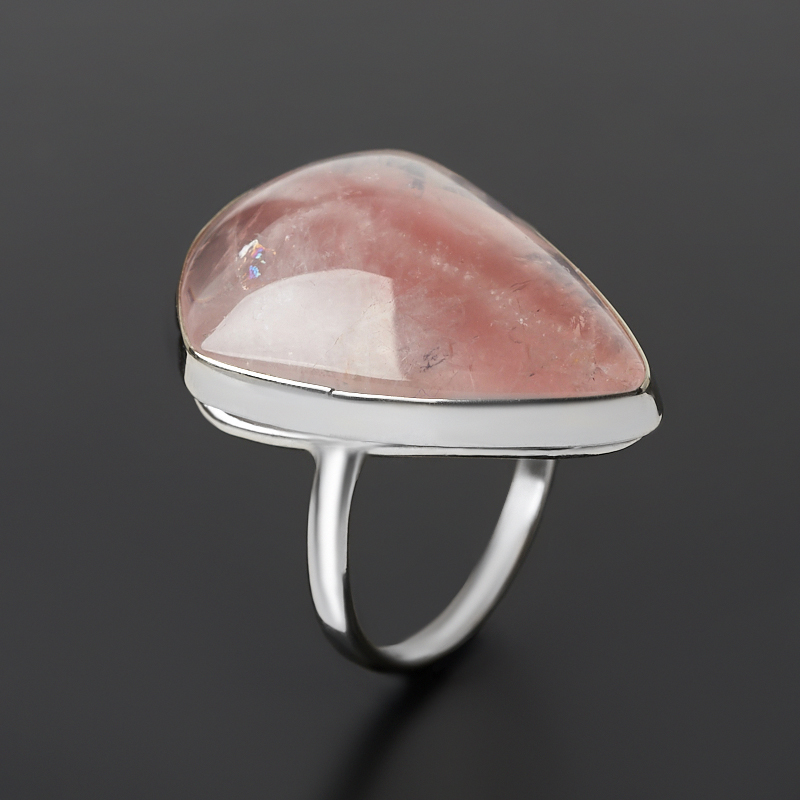 Кольцо розовый кварц Намибия (нейзильбер) размер 17