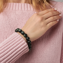 Браслет яшма зеленая Мадагаскар 12 мм 18 см