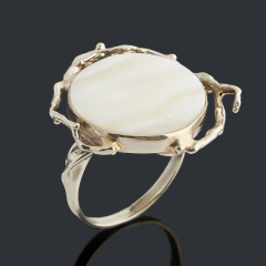 Кольцо перламутр белый Индонезия (нейзильбер) размер 16,5