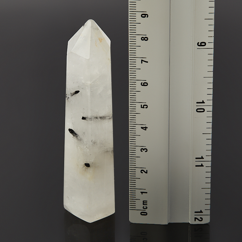 Кристалл кварц с турмалином Бразилия (ограненный) M (7-12 см)