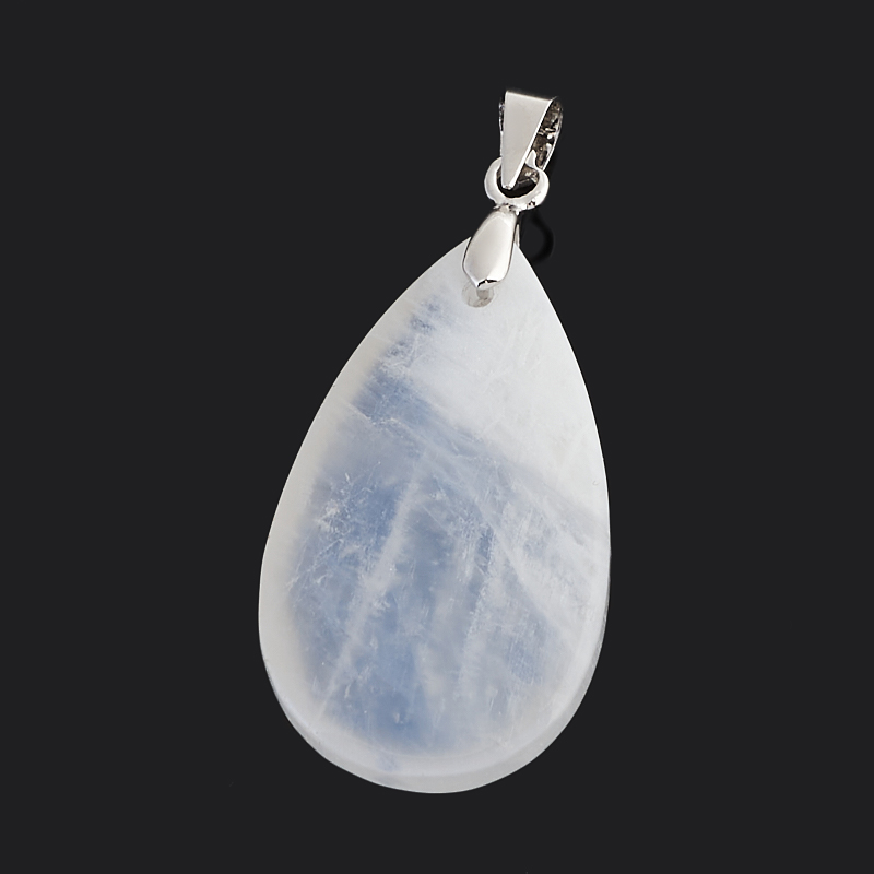 Кулон лунный камень (адуляр) Индия капля (биж. сплав посеребр.) 3,5 см