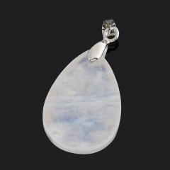 Кулон лунный камень (адуляр) Индия (биж. сплав посеребр.) капля 3,5 см