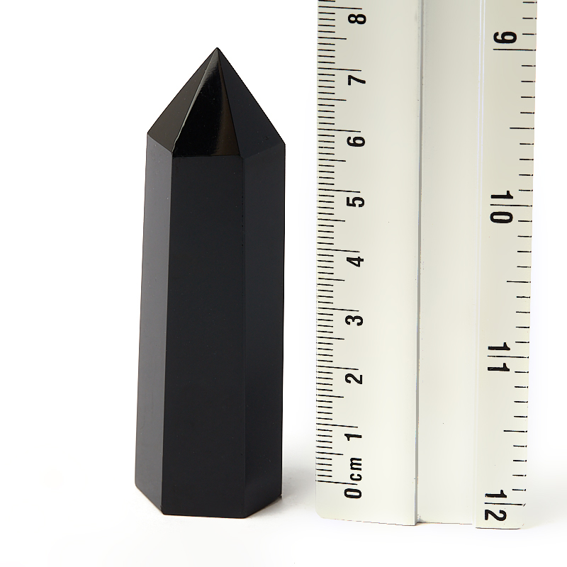 Кристалл обсидиан черный Мексика (ограненный) M (7-12 см)
