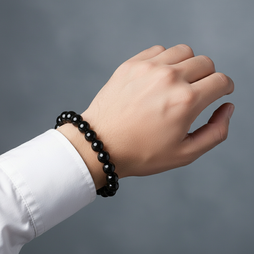 Браслет обсидиан радужный Мексика 12 мм 18 см