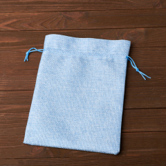 Подарочная упаковка (текстиль) универсальная (мешочек плоский) (голубой) 225х170 мм