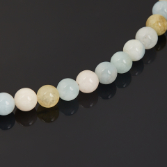 Бусы микс аквамарин, берилл 6 мм 44 см (+7 см) (сталь хир.)