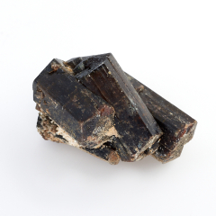 Кристалл турмалин коричневый (дравит), черный (шерл) Россия (сросток) XS (3-4 см)