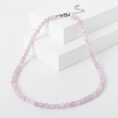 Бусы кунцит Бразилия 6 мм 44 см (+7 см) (сталь хир.)