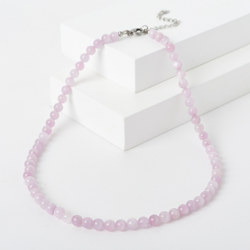 Бусы кунцит Бразилия 6 мм 44 см (+7 см) (сталь хир.)