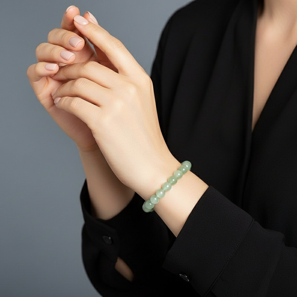 Браслет авантюрин зеленый Индия 8 мм 17 см