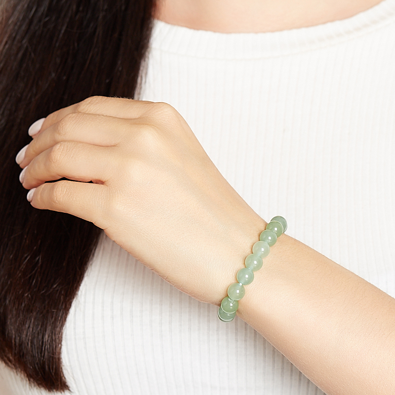 Браслет авантюрин зеленый Индия 8 мм 16 см