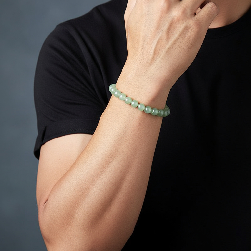 Браслет авантюрин зеленый Индия 8 мм 16 см