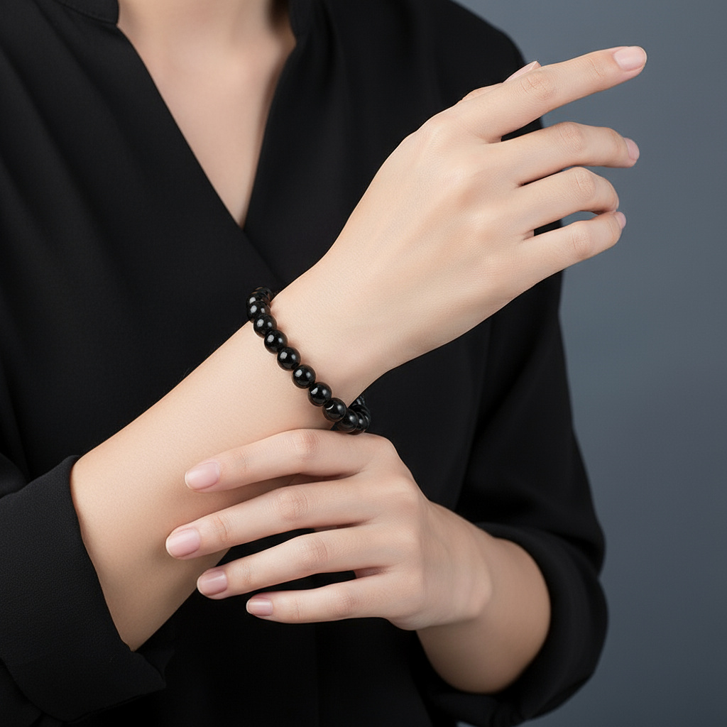 Браслет гагат Грузия 10 мм 19 см