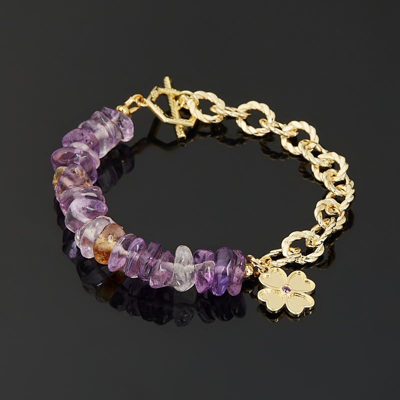 Браслет аметрин Бразилия (биж. сплав позолота) 16 см