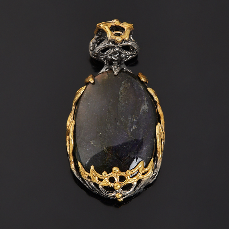 Кулон лабрадор Мадагаскар (серебро 925 пр. позолота, родир. сер.)