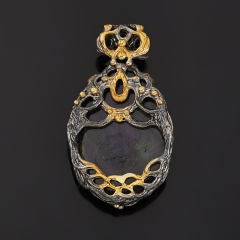 Кулон лабрадор Мадагаскар (серебро 925 пр. позолота, родир. сер.)