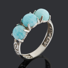 Кольцо амазонит Россия (серебро 925 пр. родир. бел.) размер 17