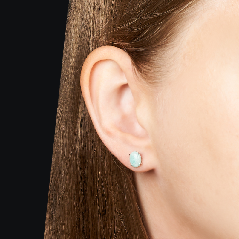 Серьги амазонит Россия (серебро 925 пр. родир. бел.) пуссеты