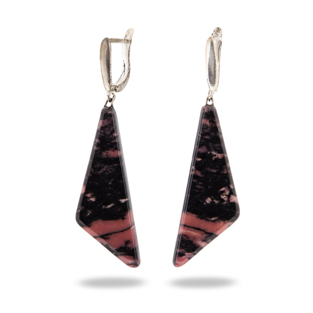 Серьги родонит Россия (биж. сплав)