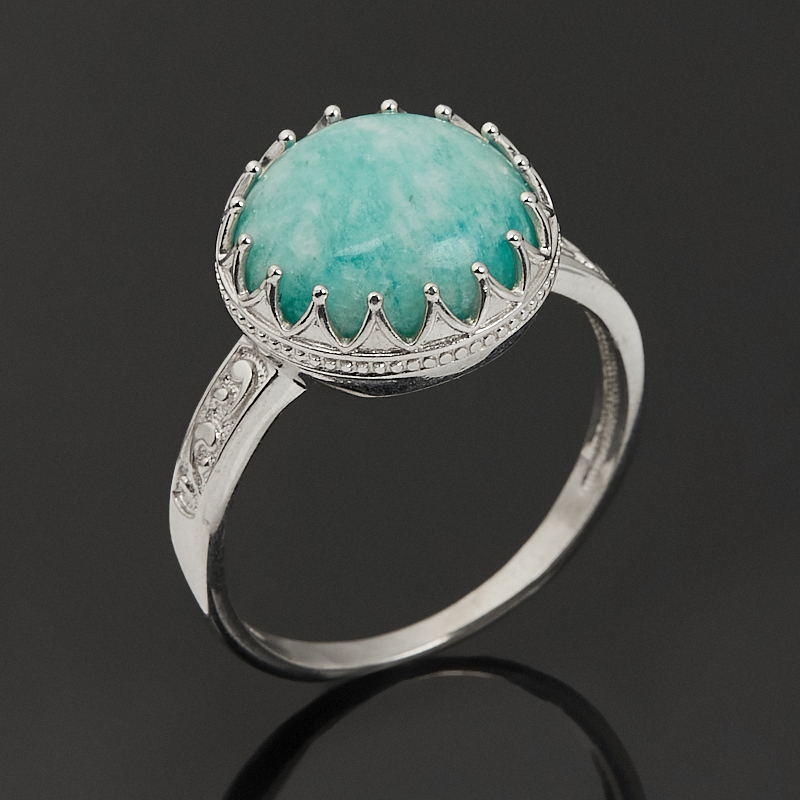 Кольцо амазонит Россия (серебро 925 пр. родир. бел.) размер 18