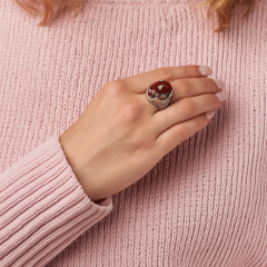 Кольцо яшма уральская Россия (серебро 925 пр. оксидир.) размер 17,5