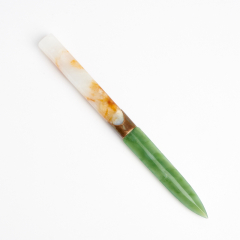 Предмет интерьера нефрит зеленый, белый Россия (нож) 21х1,5х1,5 см
