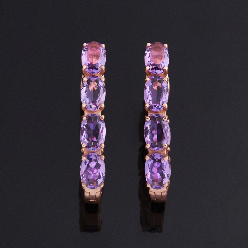 Серьги аметист Бразилия (серебро 925 пр. позолота) огранка