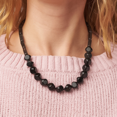 Бусы обсидиан черный прозрачный Армения Мексика 49 см (биж. сплав)