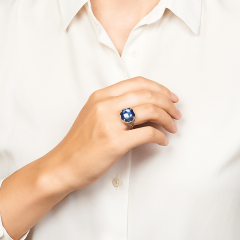 Кольцо кианит синий Бразилия (серебро 925 пр. оксидир.) размер 18